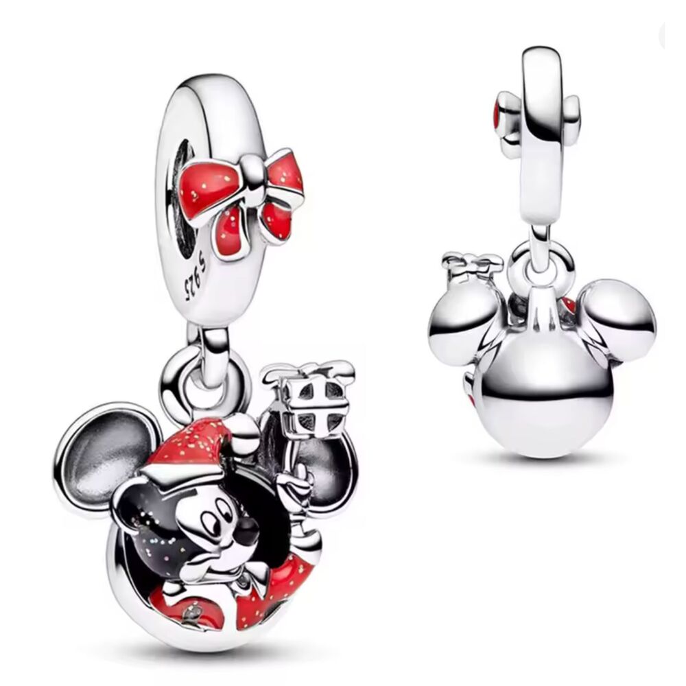 NWOT Santa Mickey Mouse Disney x Pandora FIT Silver Charm